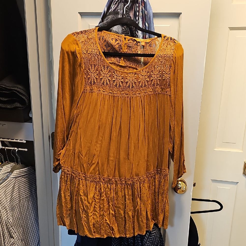 Modcloth Ochre Embroidered Tunic